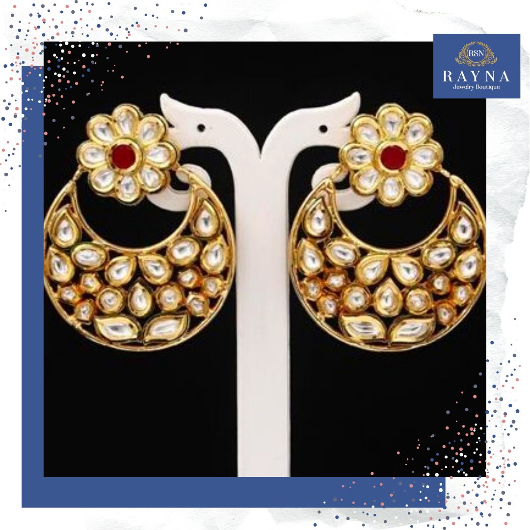 TREND ALERT Traditional style  Kundan chandbali earring. Wear these earrings with a saree, salwar suit or a lehenga for a classic look.
#trendingjewelry #styleguide #styleinspo #chandbali  #kundanearring #statementearring #earring #indianjewellery #indianwedding #desi #summer