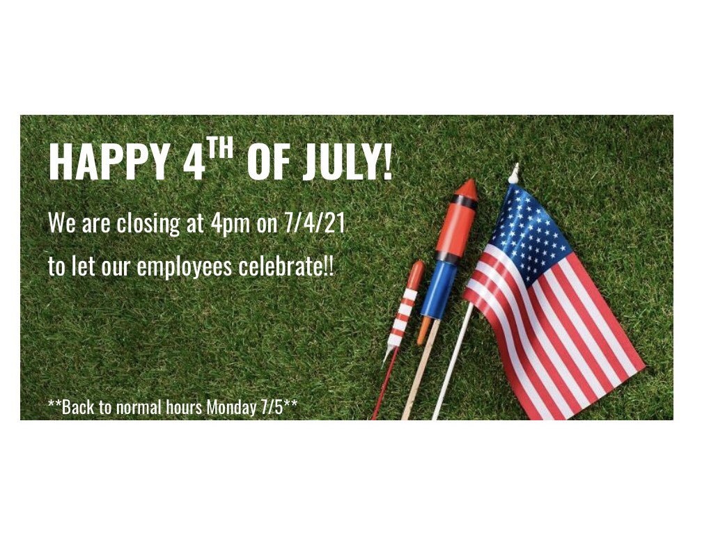 Be sure to stop by and stock up this week before Sunday! We close at 4pm on the 4th! 

*

Must be 18+ to view this content. Medical cannabis use is for certified patients only.