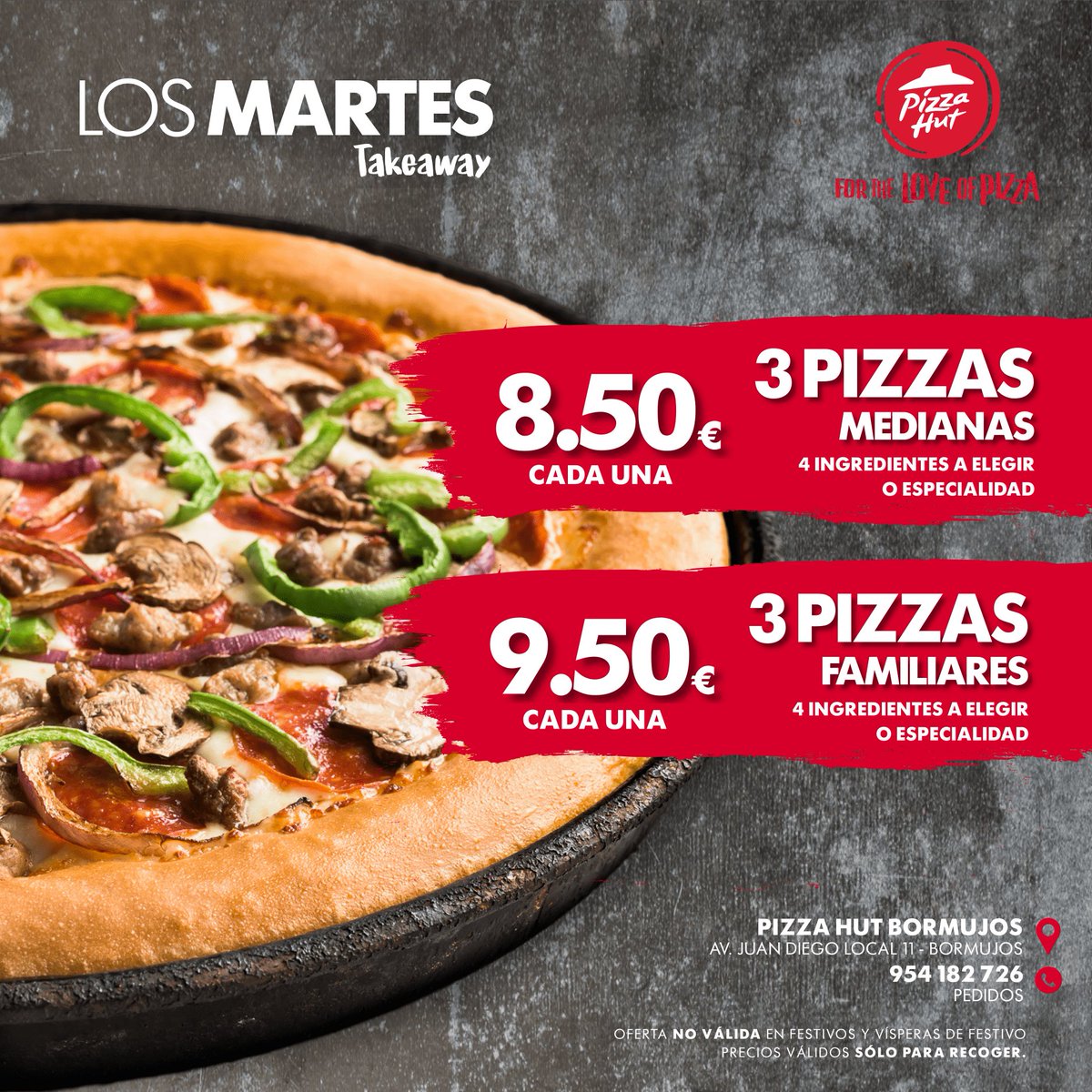 La mejor opción para hoy... ¡El Triple de Pizza Hut! No te conformes con menos 🙌🍕🍕🍕

<a href="/PizzaHut_SVQ/">Pizza Hut Bormujos</a>
📲 Pedidos al 954 182 726
📍Av. Juan Diego, local 11 (Es. Corona Center) | BORMUJOS
🏃‍♂️ Sólo recoger