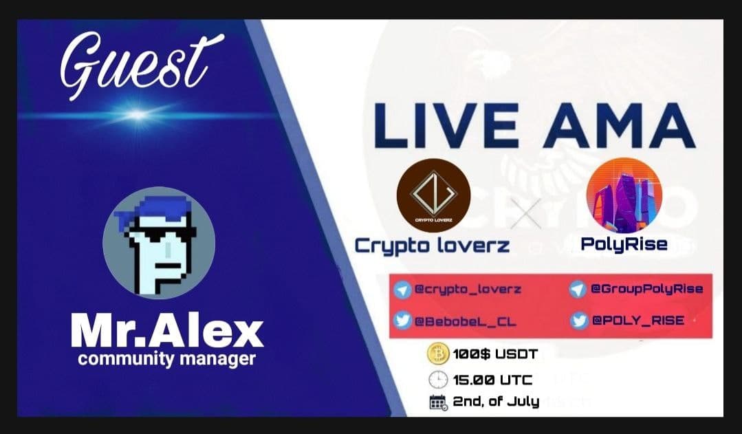 AME_PAY's tweet photo. 🔊New #AMA with #PolyRise
⏰ Date : July 2nd , 15:00 UTC
✴️Rewards: 100$ USDT
⚠️ Requirements :
🔶Follow @BebobeL_CL & @POLY_RISE
🔶Ask a question
🔶Tag 3 friends
🔶Join https://t.co/jMzpkRnV4R
🔶Join https://t.co/YtLYQeZlv2
⚠️do not copy from the others https://t.co/q7iex2759d