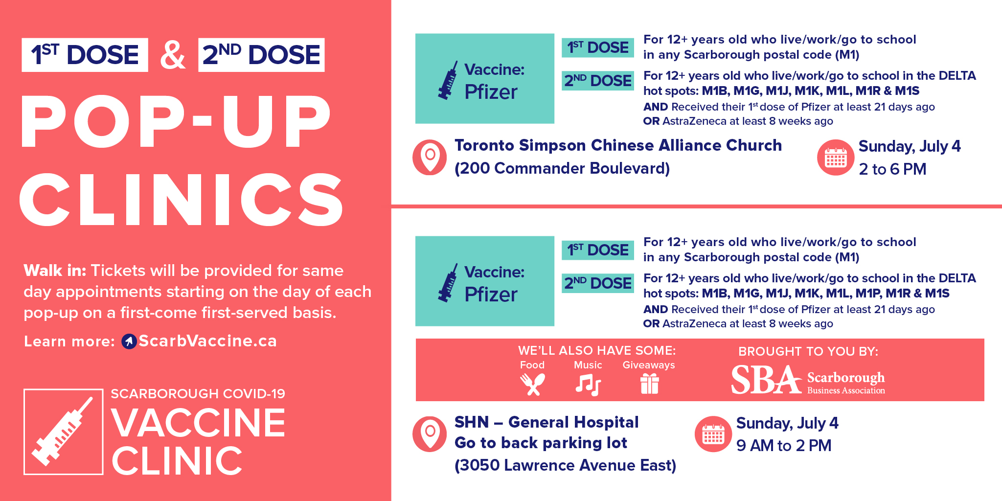 Scarborough Health Network Shn More 1st 2nd Dose Pop Ups Happening This Week In Scarbto Walk In Only Tickets Will Be Provided For Same Day Appointments Starting On The Day Scarborough Health Network Shn More 1st 2nd Dose Pop Ups Happening This Week In Scarbto Walk In Only Tickets Will Be Provided For Same Day Appointments Starting On The Day