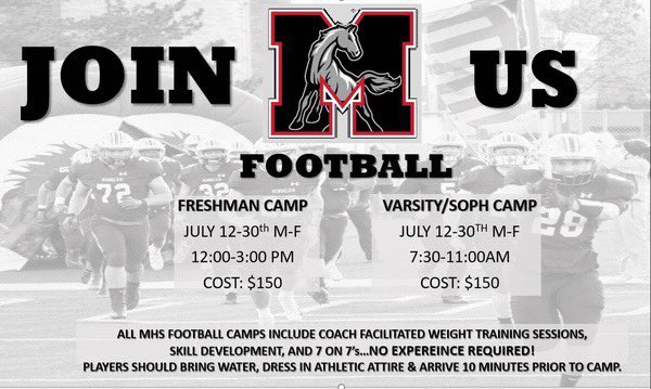 MundFootball's tweet photo. MUNDY FOOTBALL CAMP BEGINS JULY 12TH! JOIN US!!
Link: https://t.co/WrrPmu7PVX https://t.co/LColIKqo6m