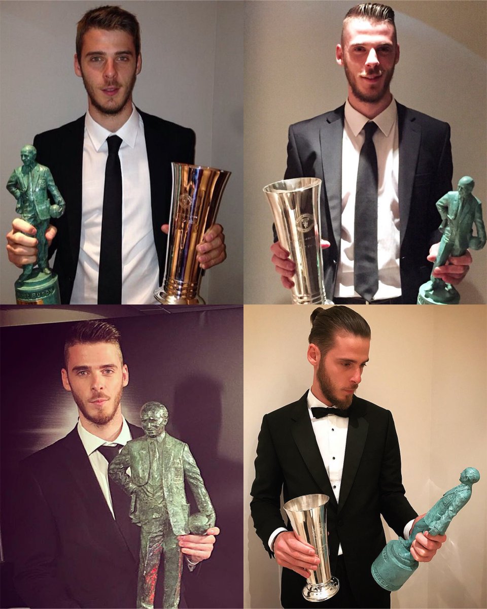 🏆 2013/14 🏆 2014/15 🏆 2015/16 🏆 2017/18 ❤️ @D_DeGea: a record four-time  winner of our Sir Matt Busby Player of the Year award. #MUFC, image size:960x1200