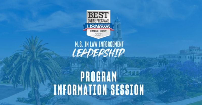 USD_LEPSL's tweet photo. Thinking about earning a #criminaljustice #mastersdegree? Register to attend this info session to learn about the nationally-ranked and 100% online M.S. in Law Enforcement &amp; Public Safety Leadership. https://t.co/ijDJscu8i3  #LEPSL
