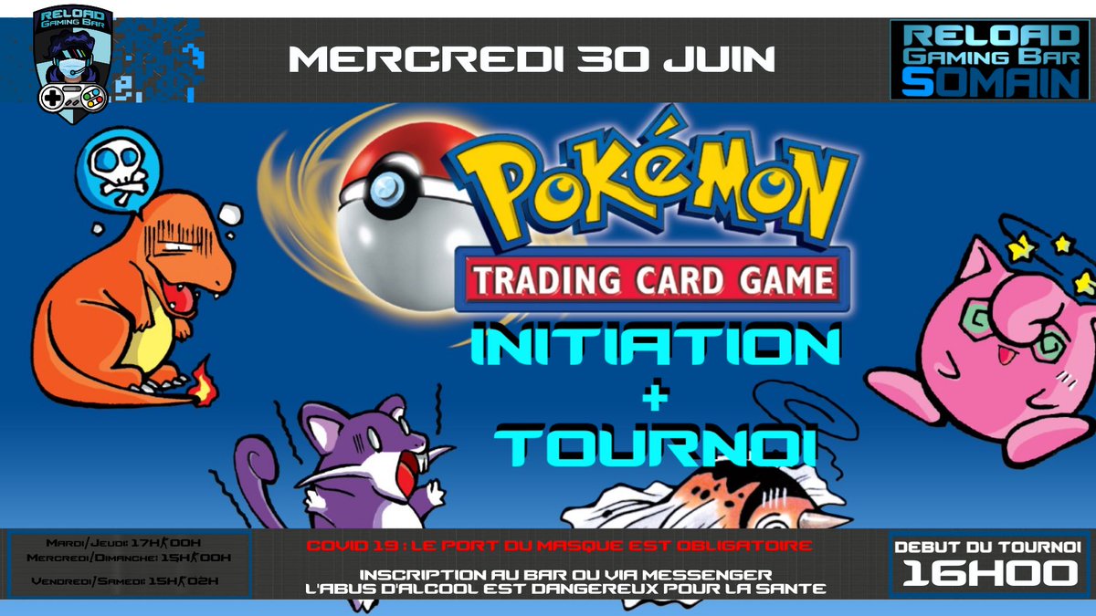 RSomain's tweet photo. Mercredi 30 juin 16H initiation et #tournoi #pokemon #tcg on vous fait gagner deux #deckpokemon inscription au #bar ou sur #messenger pas besoin d’amener tes cartes on jou avec nos decks #rgb #reloadgamingbar #somain #somainbouge #coeurdostrevent #PokemonTCG #deckagagner #esport https://t.co/sGUBdvFbaK