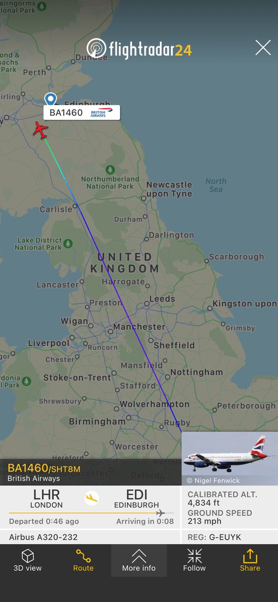 Flight BA1460 from London to Edinburgh has declared an emergency 
fr24.com/SHT8M/283b01f7