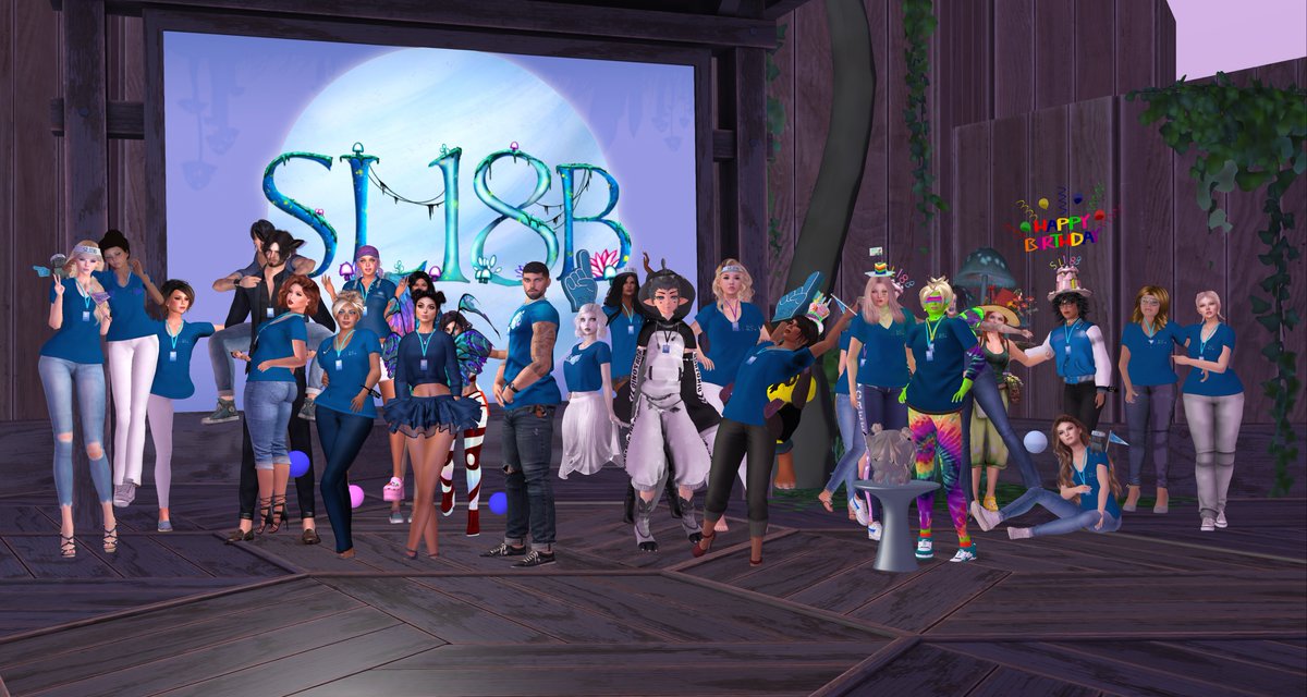 SecondLife's tweet photo. A big thank you to all of our #SL18B greeters and hosts for doing an amazing job in the past week at #SecondLife's 18th birthday!
There is only a week left to explore all the wonderful exhibits, go shopping, and pick up gifts - SL18B is open until July 6: https://t.co/OgjDO3bBjt https://t.co/P52EssXX5K
