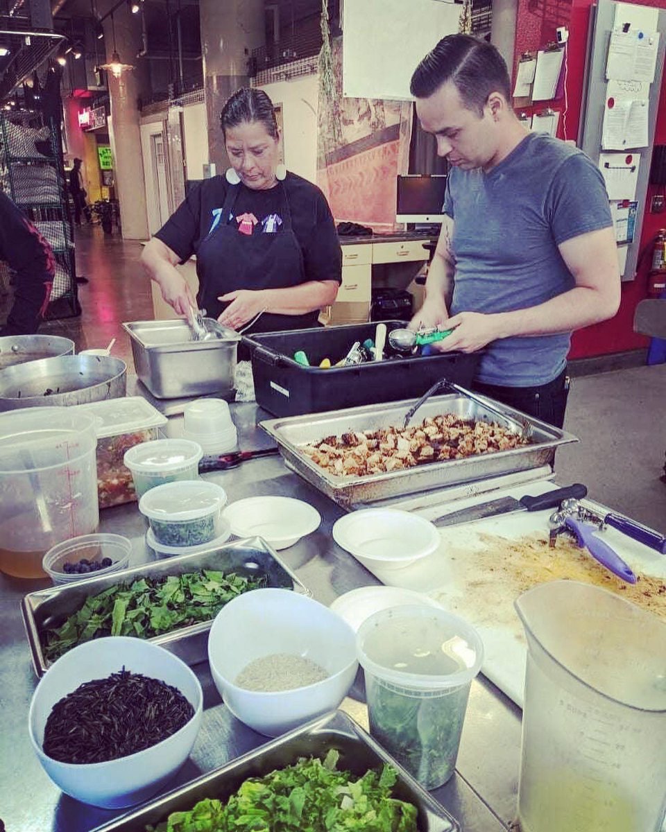 We were happy to host Anne O'Keefe Jackson (Lower Sioux) in the Indigenous Food Lab kitchen last week! We helped her with some prep tips and tricks, as well as experimented with ways to incorporate Indigenous ingredients into her recipes for her food truck, Wanna Wota.