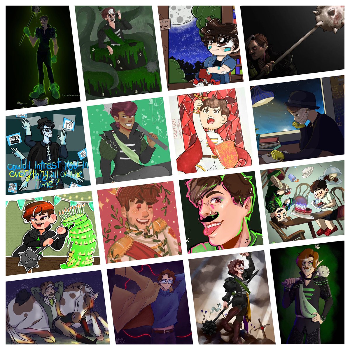 ThomasSanders's tweet photo. HAD to take time today to make a #TerrificArtTuesday, because, holy shmokes, the ART you all have made!! Janus’ skirt, Remus’ birthday, Joystick Joyride fun, &amp; more, I am geeking out SO much lol Be sure to check this on Insta to see MORE art &amp; the artists! https://t.co/QpP4Qcn2Ix https://t.co/rh6MDo23nT