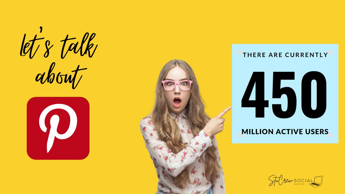 stucrewsocial's tweet photo. Is #Pinterest right for your business? Let's talk about it... with 450 MILLION active users, the answer is YES! 

#socialmediamanagement #wecanhelp #smallbusinesssupport https://t.co/ou30dNu5rI