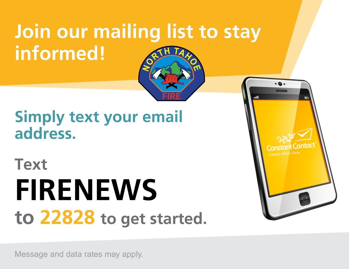 Subscribe to Fire News!
As Meeks Bay Fire's managing partner, North Tahoe Fire can keep you informed of the latest news and updates for our area, by signing up to join their mailing list. Or, you can subscribe with your email by going to their Subscribe for Fire News! page.