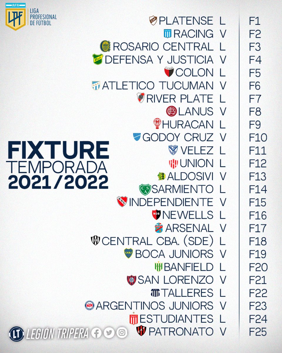 🐺🗓 • AGENDÁ EL FIXTURE
Te dejamos el recorrido de #GELP para el próximo campeonato del fútbol argentino.

¡VAMOS, LOBO! 💙