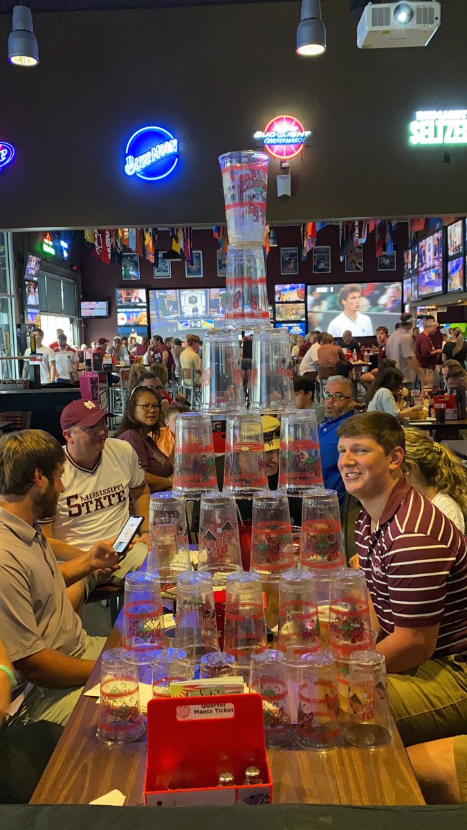 AM590ESPNRadio's tweet photo. Shout out to our fans from Mississippi State! Is the Beeramid the new challenge at @DJsDugout?! https://t.co/GSFy2KZgsh