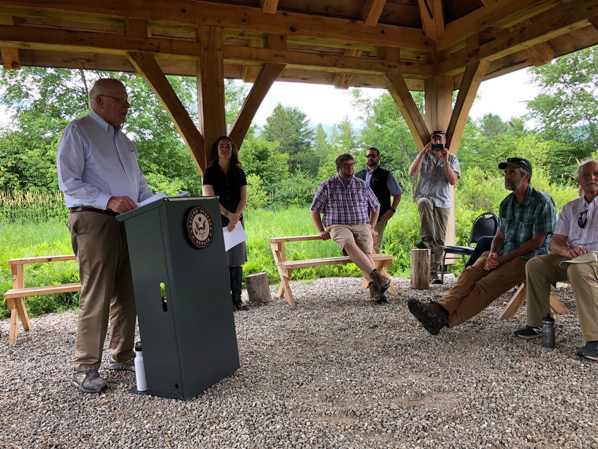 SenatorLeahy's tweet photo. Vermont town forests. Now another ‘Born In Vermont’ national program. Today I enjoyed celebrating the Huntington town forests. https://t.co/y4Eytw8CkJ