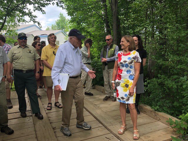 SenatorLeahy's tweet photo. Vermont town forests. Now another ‘Born In Vermont’ national program. Today I enjoyed celebrating the Huntington town forests. https://t.co/y4Eytw8CkJ