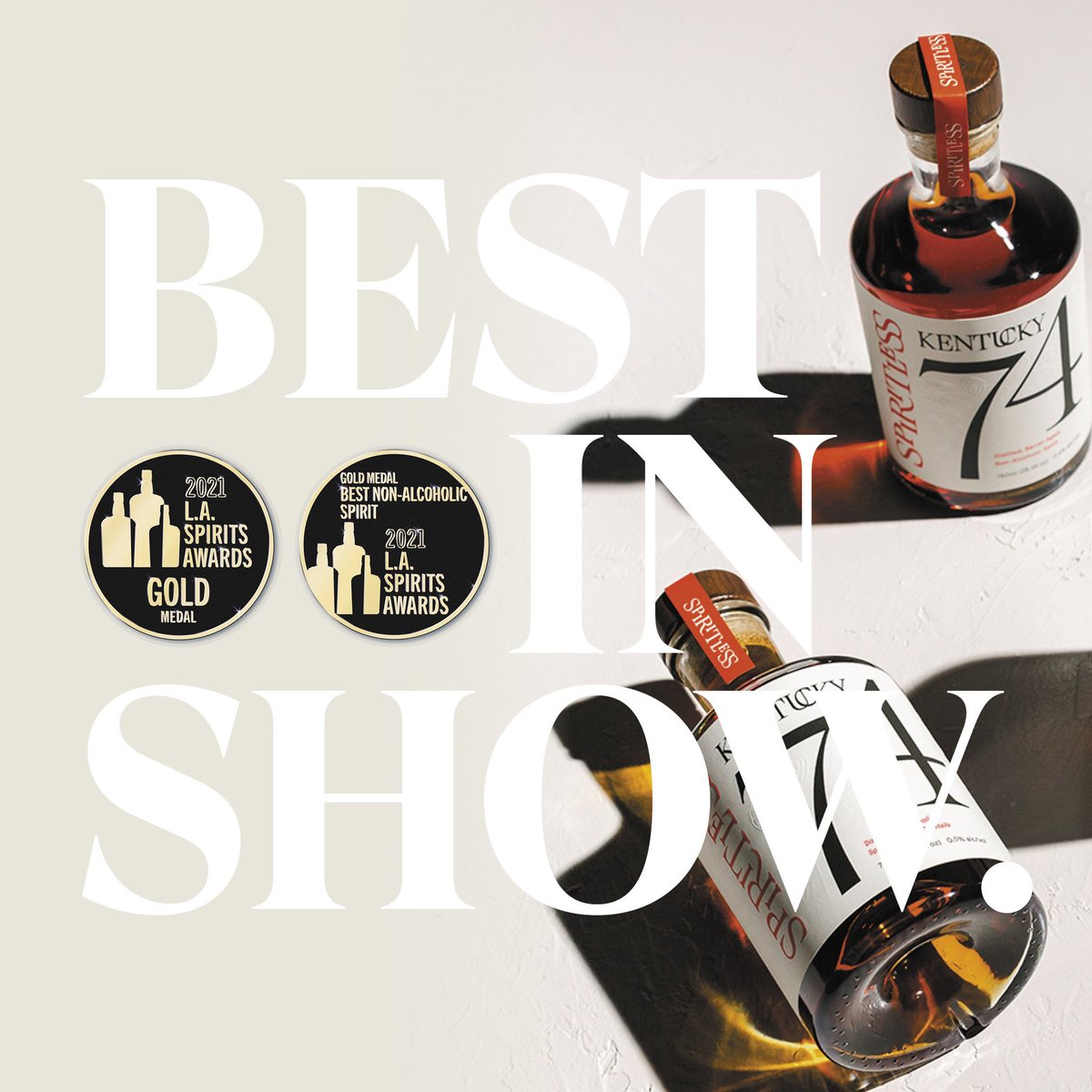 DrinkSpiritless's tweet photo. We’re blushing big time☺️🥇Spiritless is thrilled to announce that we not only won a Gold medal but also won Gold for the Best Non-Alcoholic Spirit at the L.A. Spirits Awards.
Thank you so much to @laspiritsawards and all the amazing judges.
#lessisyes #gold https://t.co/QEcM4d4t9w