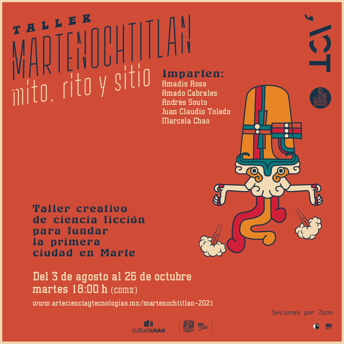 🧱Narrativa, tiempo y sociedad, arquitectura vernácula y autoconstrucción articulan los tres módulos del taller multidisciplinario '#Martenochtitlan: mito, rito y sitio'.
3 AGO-26 OCT
Recepción de postulaciones hasta 16 JUL
Presentamos con <a href="/mars_archive/">Mars Archive</a>
ℹ️artecienciaytecnologias.mx/martenochtitla…
