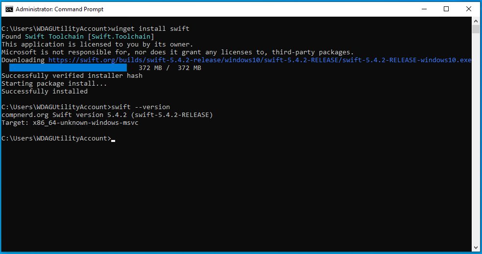 compnerd's tweet image. Swift is just a `winget install swift` away! #Windows10 #SwiftLang