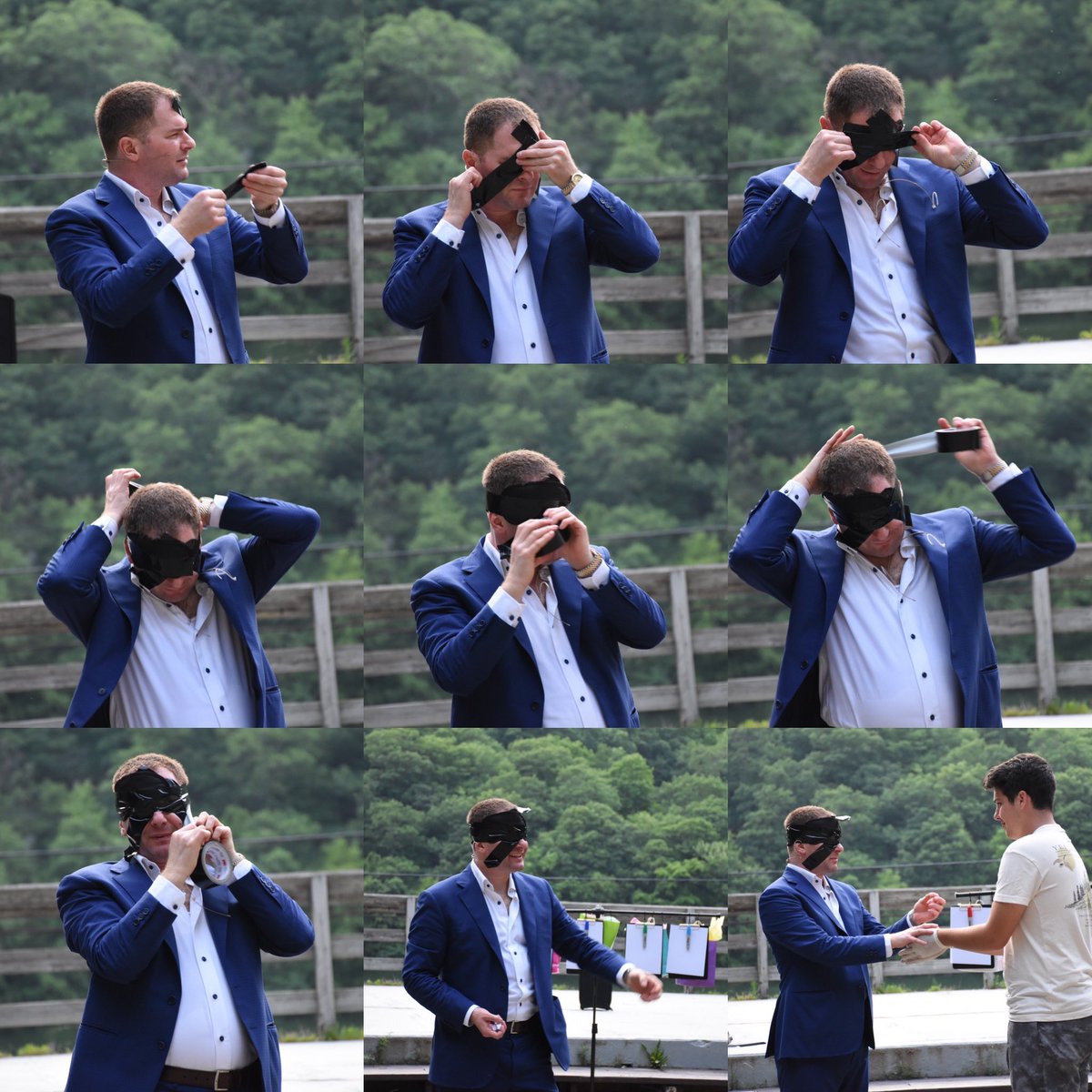MGutenplan's tweet photo. A collection of photos showing my blindfold process.  It’s an amazing act! More info on the show at https://t.co/atR0BcSCwB. #mindreader #corporateevents #eventplanner #mentalist #performer #amazin https://t.co/7Sch1XI288