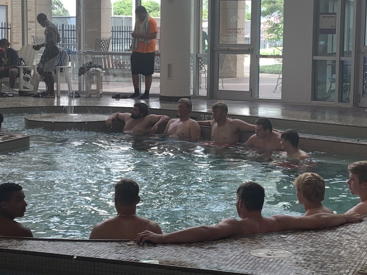 ACUFootball's tweet photo. Team Bonding Tuesday! 
Pool Party Edition 🎉 

#GoWildcats https://t.co/6K1wVnC9UU