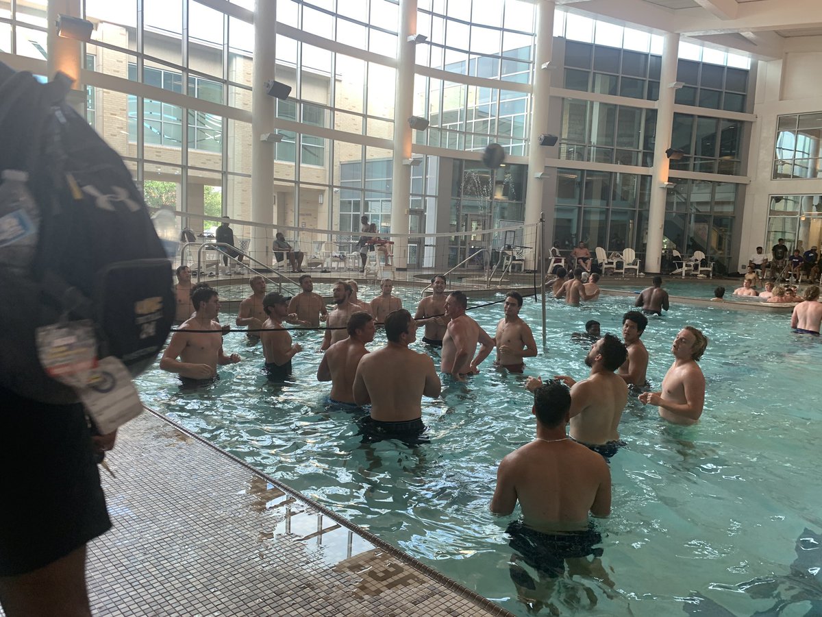 ACUFootball's tweet photo. Team Bonding Tuesday! 
Pool Party Edition 🎉 

#GoWildcats https://t.co/6K1wVnC9UU