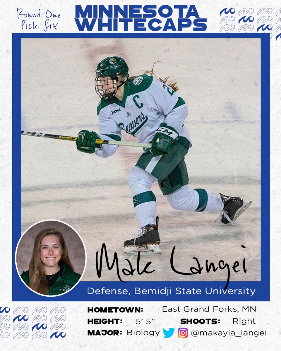 WhitecapsHockey's tweet image. With the 6th pick in round 1, the Minnesota Whitecaps select Bemidji State defender Mak Langei 🌊  @makayla_langei