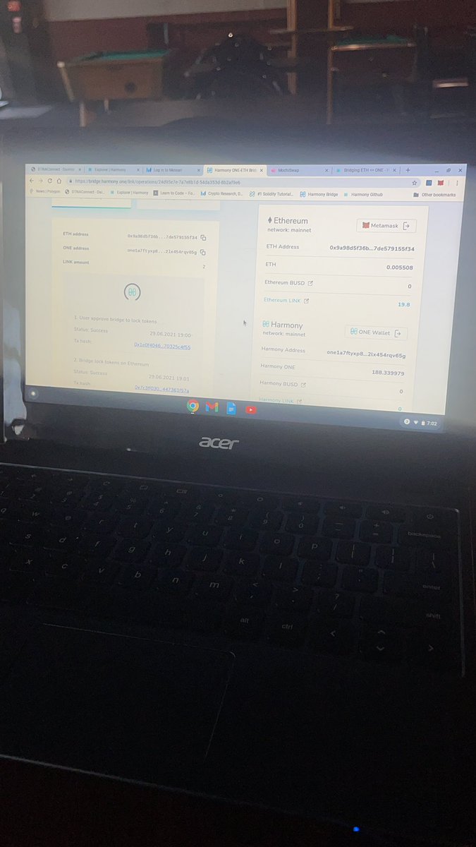 BraveNobleLord's tweet photo. Bridge 🌉 in process #TestingWaters $ONE $ETH #HarmonyProtocol #BridgeCrypto #Ethereum https://t.co/vJ1KtWqL04