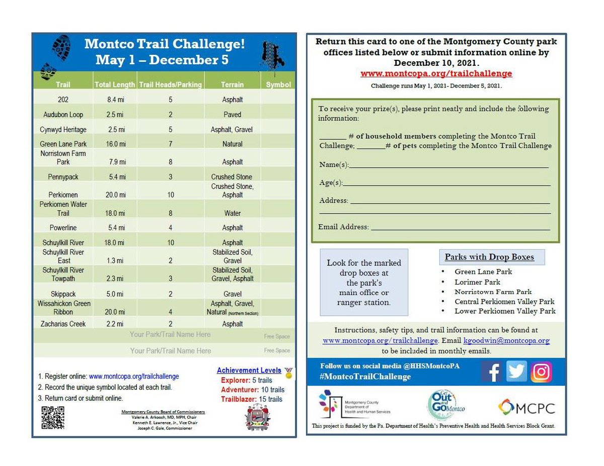 Get out this summer to walk on our many trails #montcoTrailChallenge