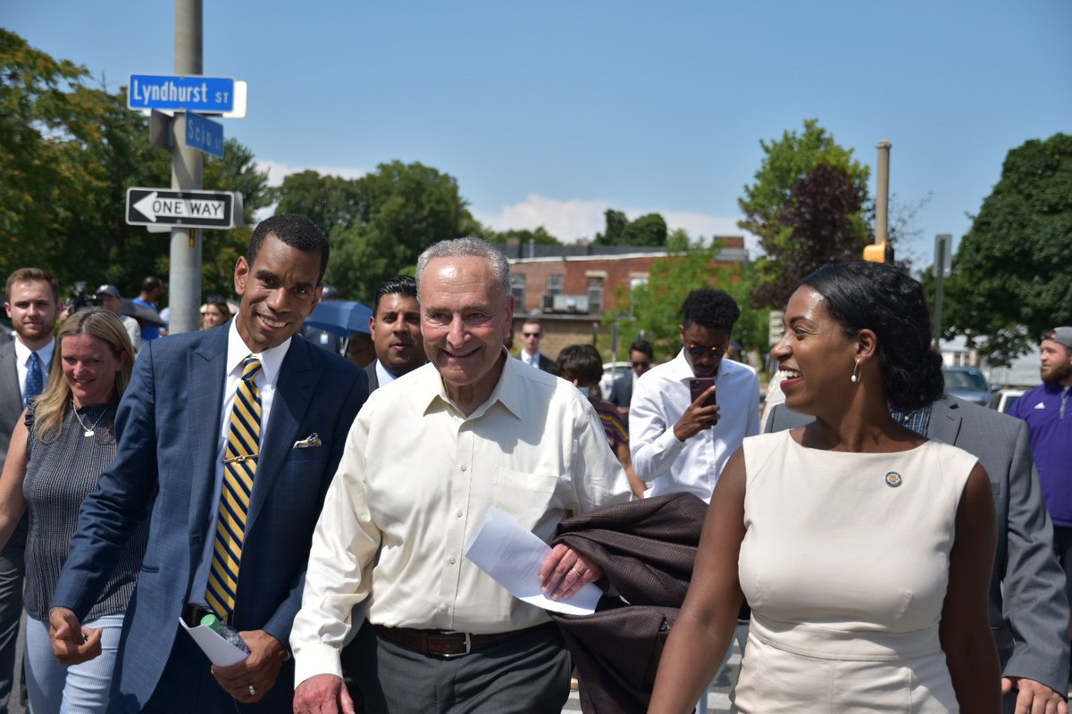 Senator Schumer gives a press conference in Rochester, New York, June 29, 2021.