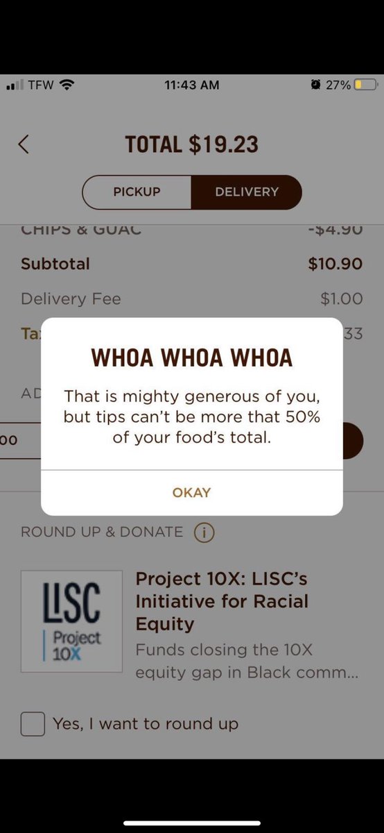 rahkeeks's tweet photo. Not my order, but why is ⁦@ChipotleTweets⁩ worried about how much people want to tip? #itipwhatiwant #capatilism #freemarket https://t.co/z8ox2fZ7A4