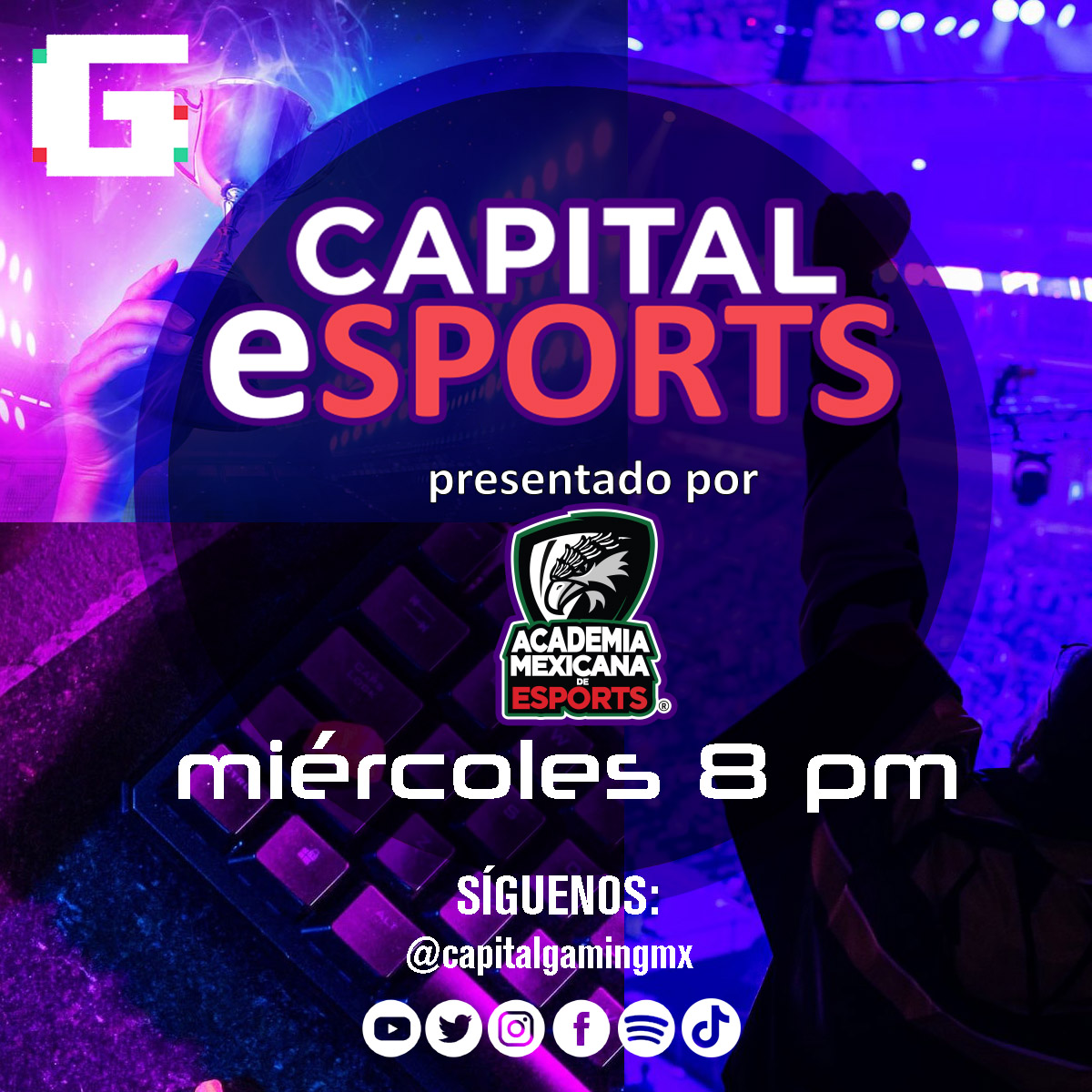 IndigoGEEKmx's tweet photo. ¡Hoy es día de #CapitalEsports! 
Te esperamos en esta transmisión, presentada por @AcMexEsports. 
Nos vemos a las 8:00 pm por #CapitalGaming para divertirnos juntos https://t.co/iQ3ZrhR6KV