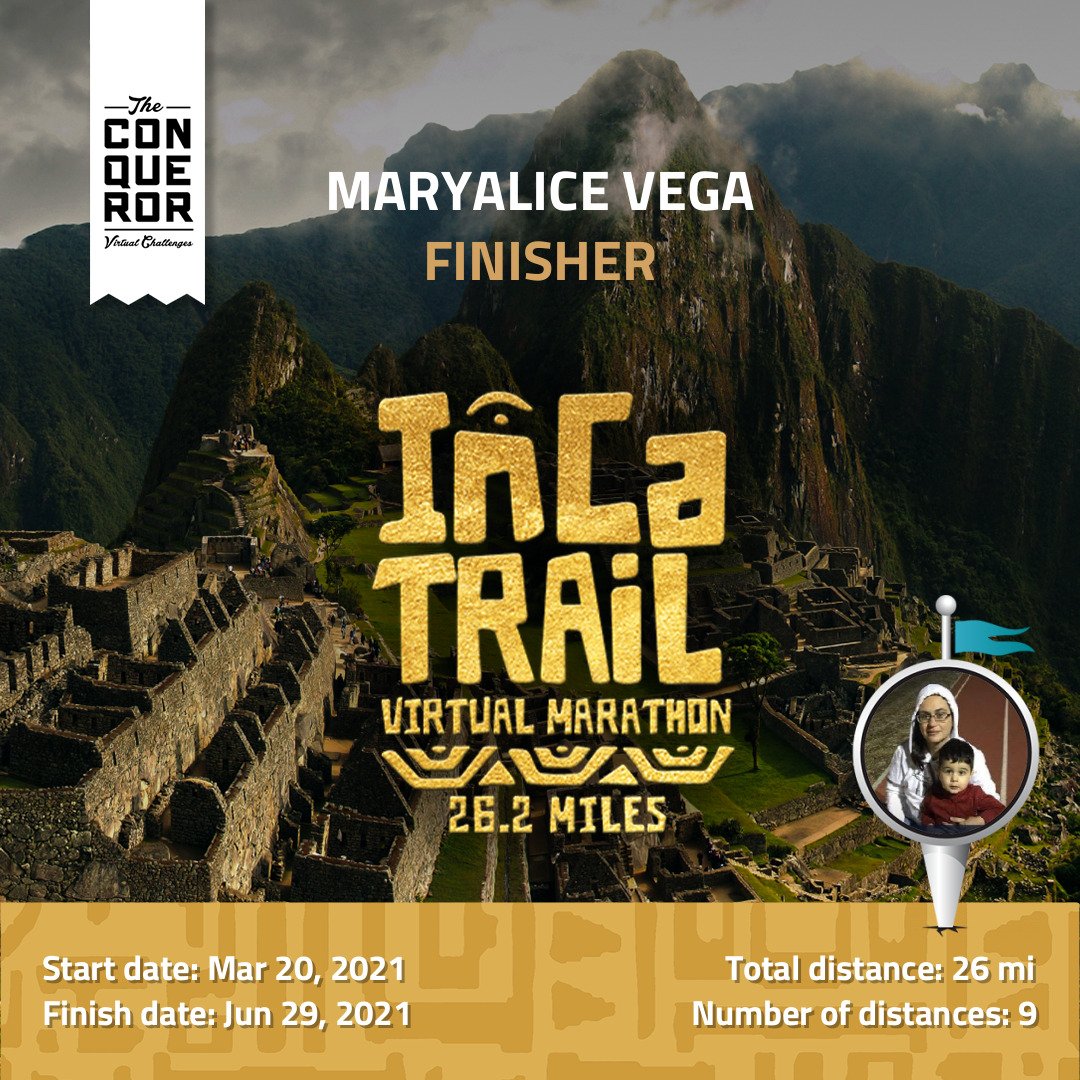 vega_maryalice's tweet image. #Theconquerorchallenge #myvirtualmission #virtualraces #virtualchallenge #virtualruns #IncaTrail #Peru #MachuPichu