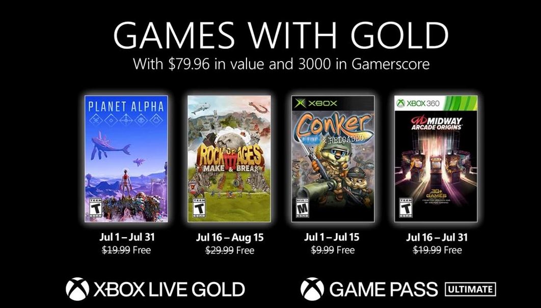 Xbox Live Games with Gold July 2021