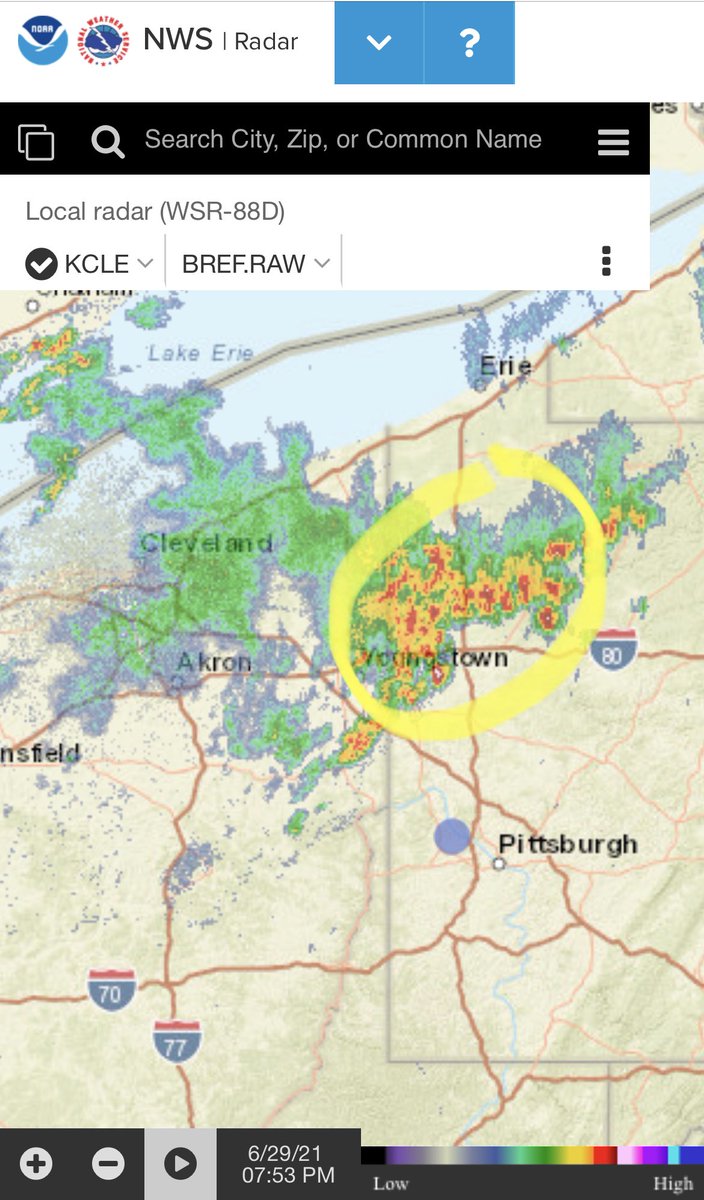 Thunderstorm warning for Youngstown and western parts of Pennsylvania