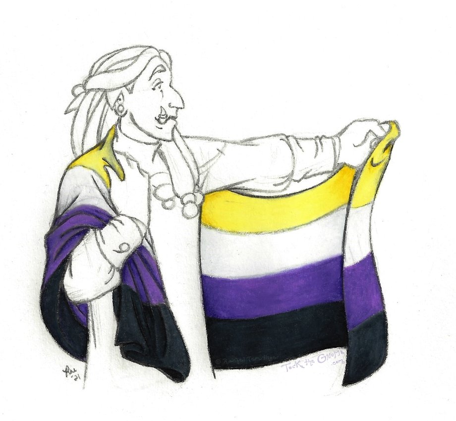 rachillustrates's tweet photo. Once again, doubling up on a series featuring the current and upcoming main cast of #tockthegnome to close out #junefae and #pridemonth ! Keeping with today’s earlier post, here’s Ka’thagg, another upcoming #mage connected to a certain #orc we’ve already met. 💛🤍💜🖤 #nonbinary https://t.co/sNec9emKDz