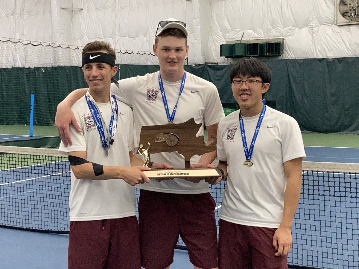 WestonAthletic's tweet photo. CONGRATULATIONS - Weston Boys Tennis - D3 State Champions after 5-0 win over Hopedale. 4th straight championship! https://t.co/XZAi3wko5Y