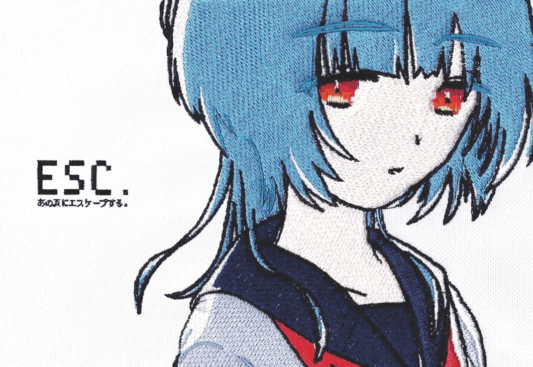 1girl solo blue hair red eyes sailor collar white background bangs  illustration images