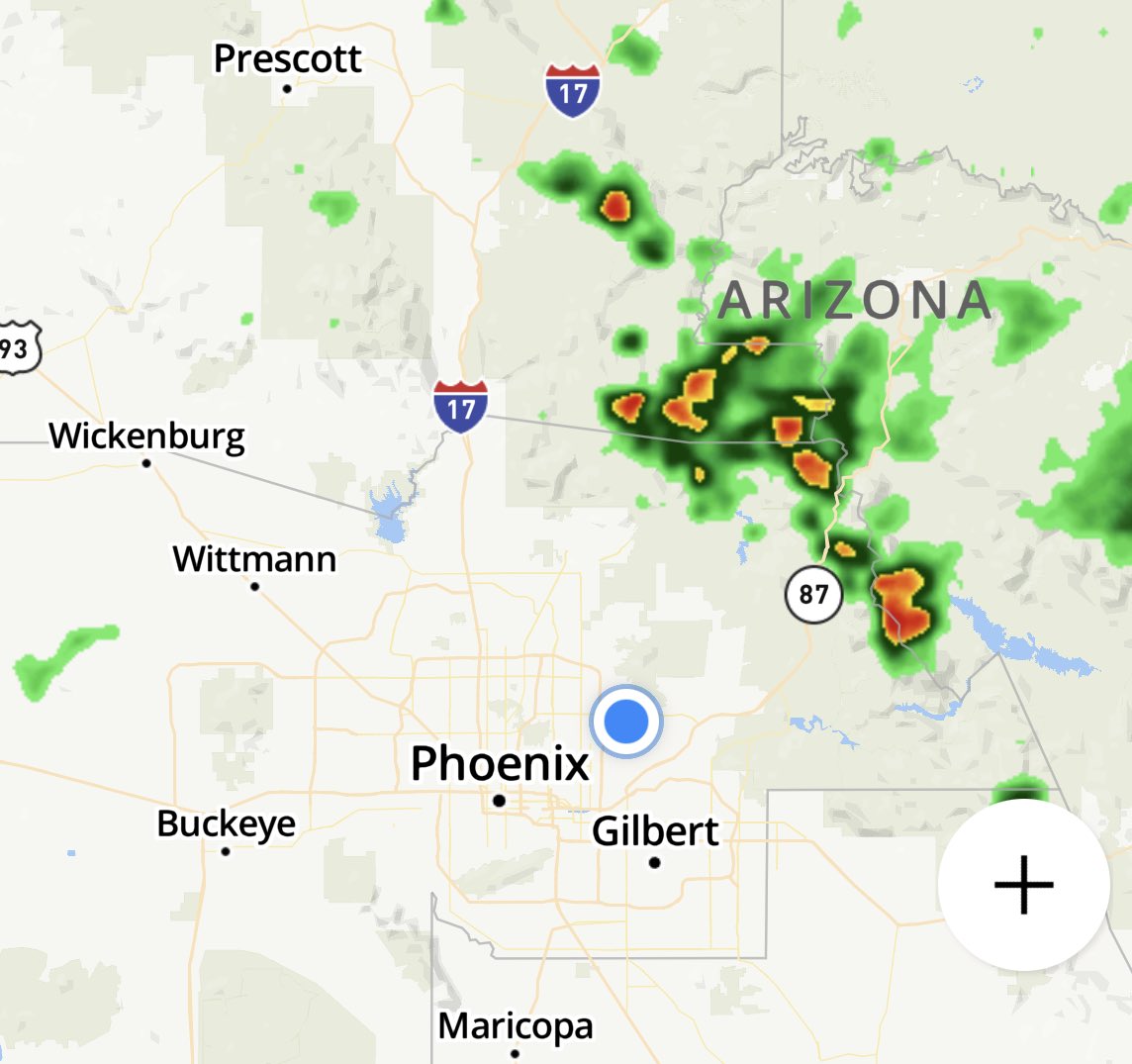 PhilLatzman's tweet image. These showers (and t-storms) appear to be over areas affected by #backbonefire near Strawberry and Pine. 

Hopefully it is doing some good.