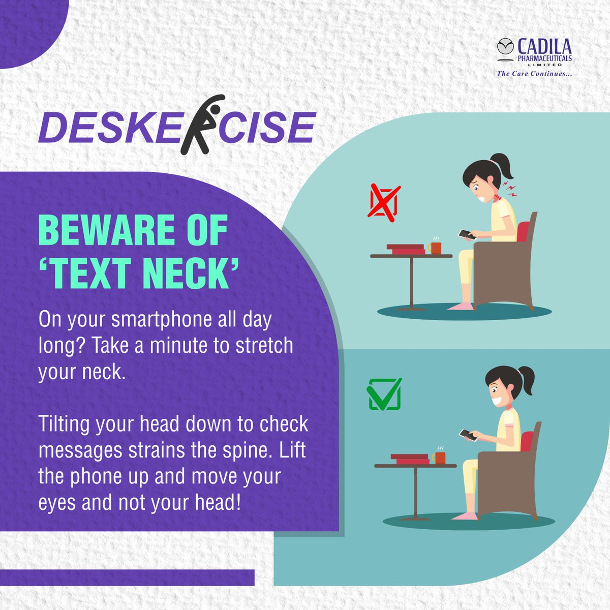 Cadila_Pharma's tweet photo. Pick up some of these tips and exercises which you can do right at your desk—some even while you’re sitting down. 

#healthylifestyle #posturecorrection #wellness #fitness #Deskexercise #Cadila #wellbeing #selfcare https://t.co/5GUyAmlWnV