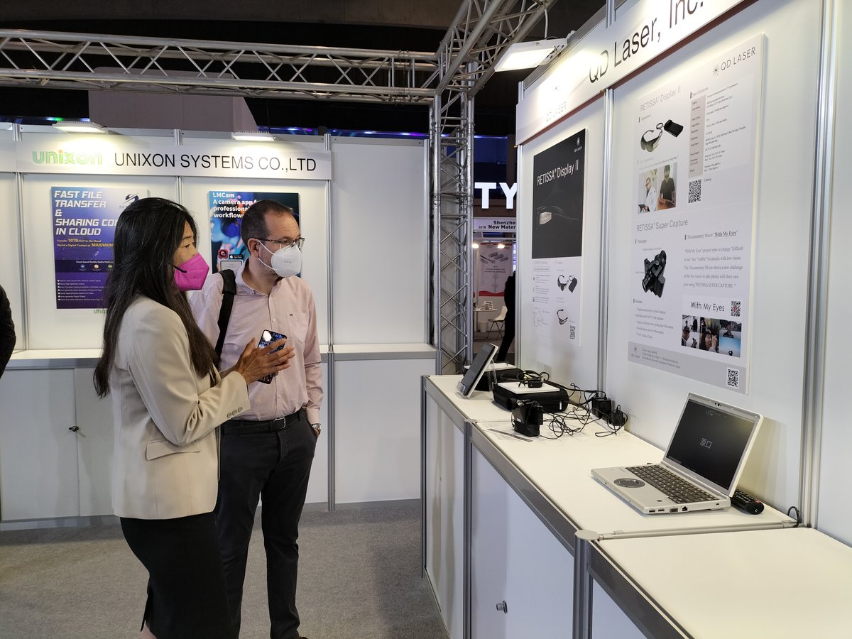 qdlaser_jpn's tweet image. #MWCバルセロナ #japanpavilion 現地の様子です。例年より少なめと聞いていますが多くのお問合せを頂いています。
#MWC2021 #MWC21 @MWCapital #qdlaser #Retissa
