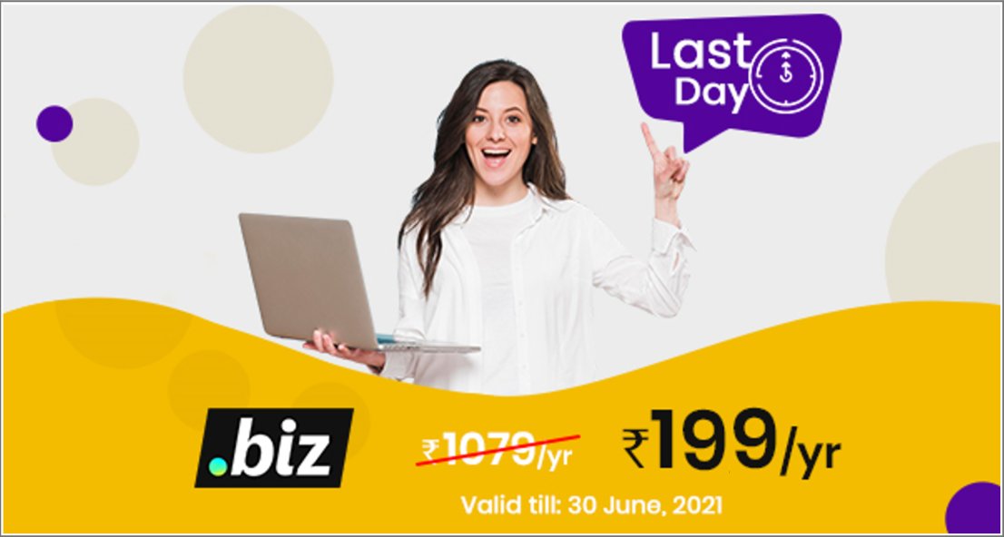 host2boost's tweet image. .BIZ Flash Sale is not over yet!
Hurry and be quick and faster as the flash sale on .BIZ won’t last much longer. You’ve got only a few hours to avail the offer of ₹199/yr on the .BIZ domain, because the offer ends tonight. visit us at host2boost.com
#sales  #domain