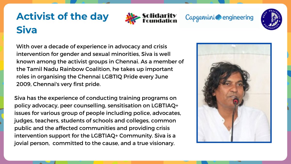 SolidarityFound's tweet photo. Today, we conclude our series Identity Talks with words from Siva — co-founder of @Nirangal_TN and LGBTIAQ+ activist from Chennai.
.
.
.
#Pride #LGBTQIA #identitytalks https://t.co/Lflw4E8iSe