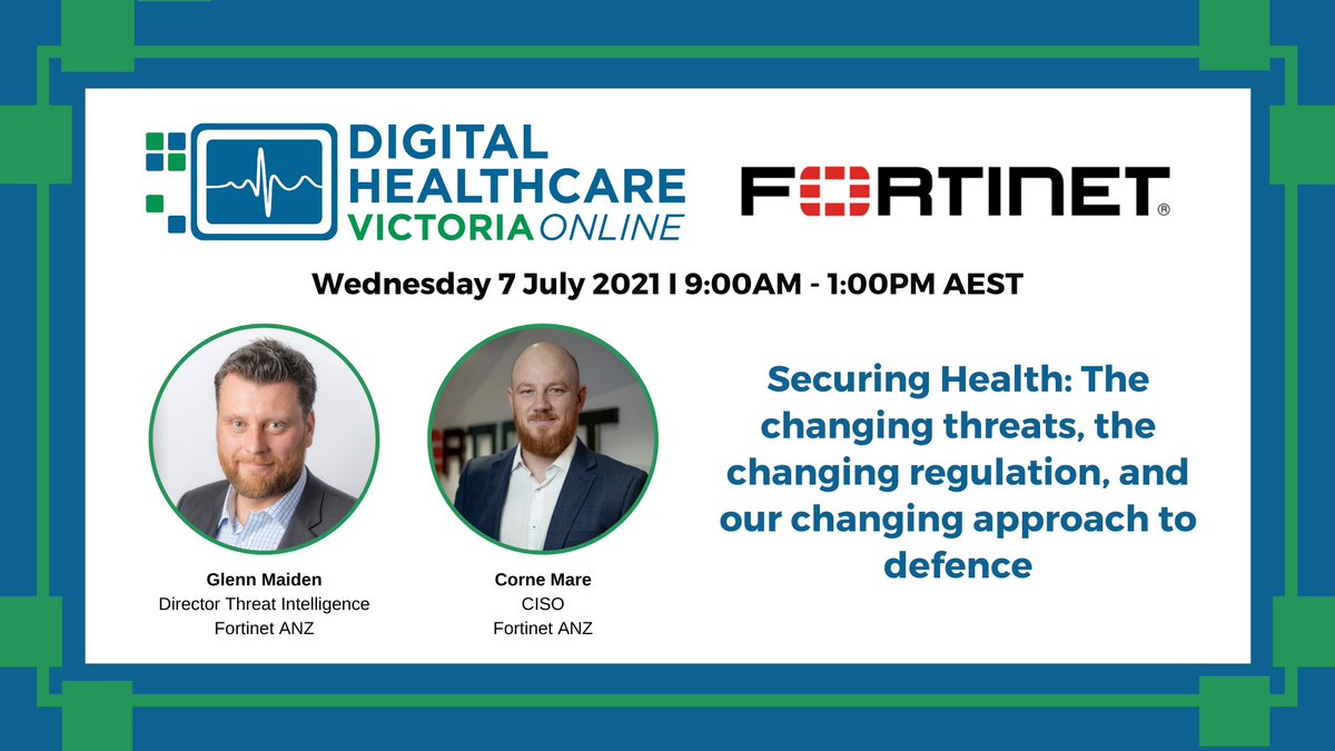 Building #CyberSecurity resilience is a hot topic within healthcare right now, which is why we are excited to team up with <a href="/Fortinet/">Fortinet</a> on our Digital Healthcare Victoria Online Event running next week to bring you a LIVE webinar session on this very issue lnkd.in/gC8V2Rc