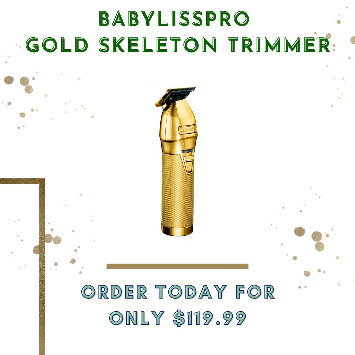 alamobeauty's tweet photo. 🚨 Alamo #BarberSupply Exclusive! For a limited time, you can order the #BaBylissPro Gold Cordless Skeleton Trimmer for only $119.99 + Free Shipping while supplies last! 🙌 https://t.co/mmY3RsE6EK

#shoplocal #barber #barbershop #hairstylist https://t.co/gMYcgK0Zmz