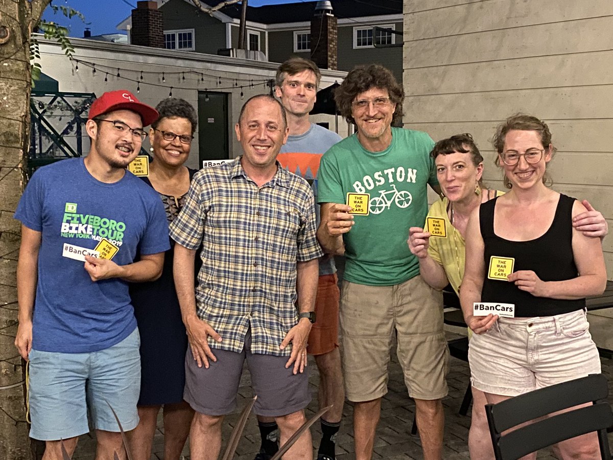 beeekaw's tweet photo. So great to host @BrooklynSpoke with other advocates for a toast to the ongoing #waroncars. Fitting that we gathered outdoors at @bow_market: a formerly industrial space w/garage bays, turned vibrant small biz and restaurant incubator and gathering hub. #garagebaysforpeople https://t.co/502HguualB