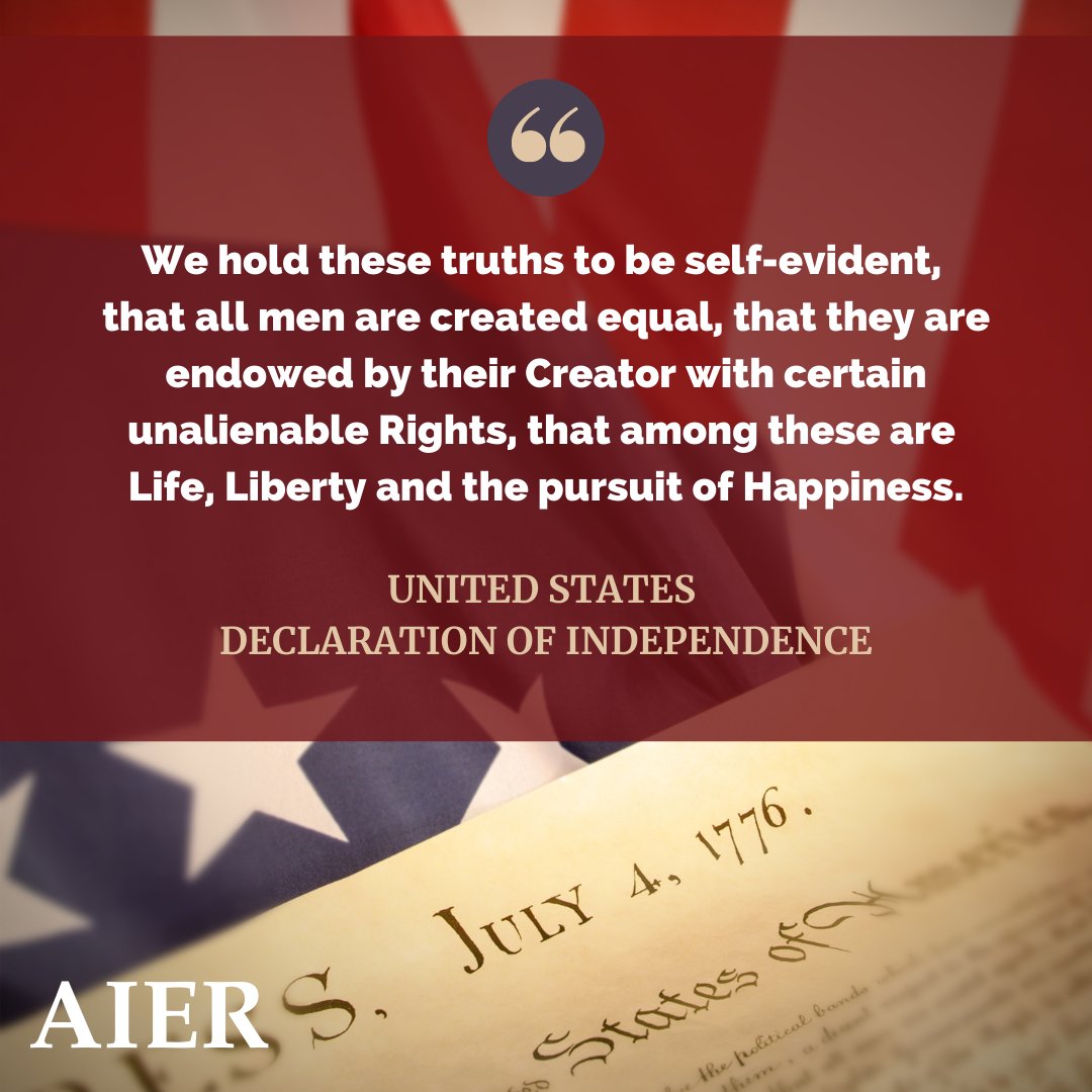 Happy Independence Day from AIER!

Archive: 'The Real Spirit of the Declaration of Independence' by @RMEbeling https://t.co/Vtv3gsd4ib 

#IndependenceDay #4thofJuly #Declaration #DeclarationofIndependence https://t.co/2ZrYHMDtnT