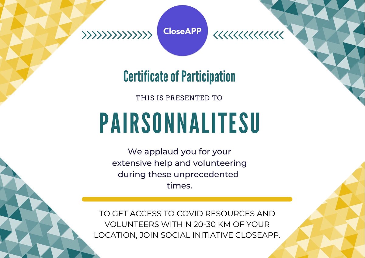 We applaud @pairsonnalitesu for your remarkable efforts. Please accept this certificate as a recognition of our gratitude towards you. 
Tag your friends in the comments who have contributed their services to help  the society during covid times.
Share it with your community!