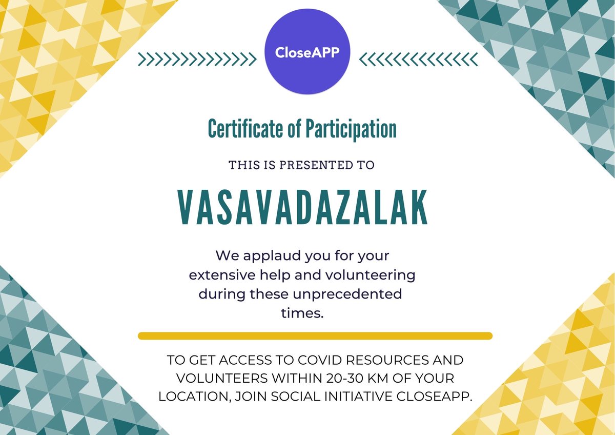 We applaud @vasavadazalak for your remarkable efforts. Please accept this certificate as a recognition of our gratitude towards you. 
Tag your friends in the comments who have contributed their services to help  the society during covid times.
Share it with your community!