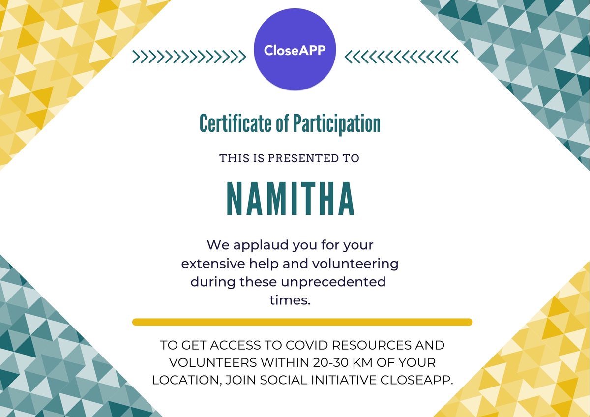 We applaud <a href="/namithaofficia1/">Namita.official</a> for your remarkable efforts. Please accept this certificate as a recognition of our gratitude towards you. 
Tag your friends in the comments who have contributed their services to help  the society during covid times.
Share it with your community!