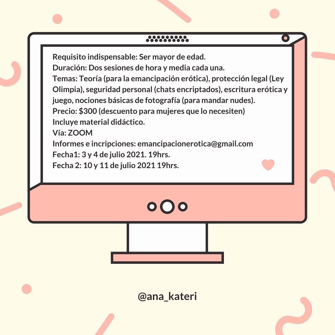 ana_kateri's tweet photo. ¿Ya se inscribieron? Todavía hay lugares #sexteo #sextips #safesexting #sexting #emancipacióndelamujer https://t.co/L8qeLMu1b2